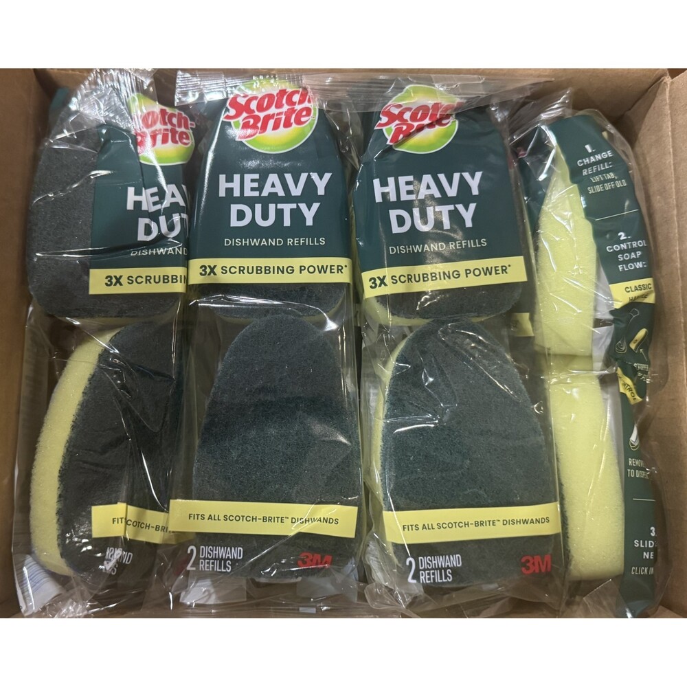 Scotch Brite Heavy Duty Dishwand Refills Pack 14 New 3M